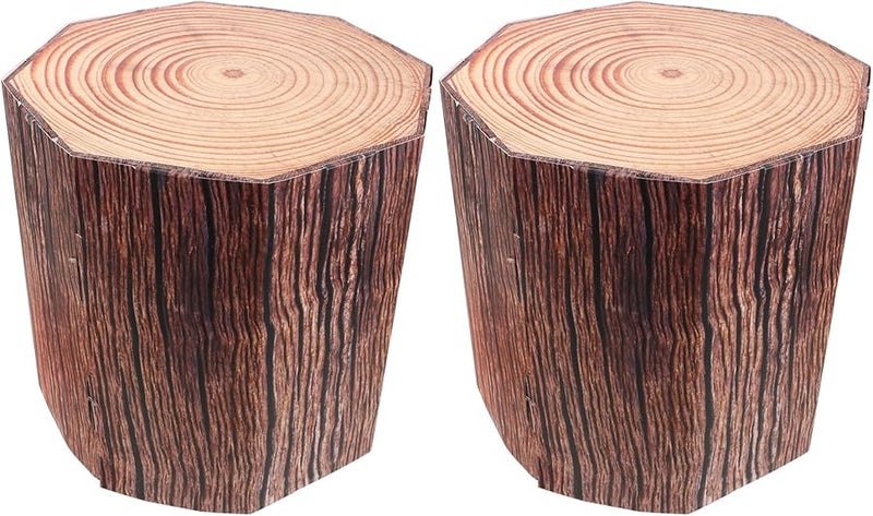 Cabilock 2pcs Faux Tree Stump Decorations Light Brown 28cm Western Cowboy Party Supplies - Image 1